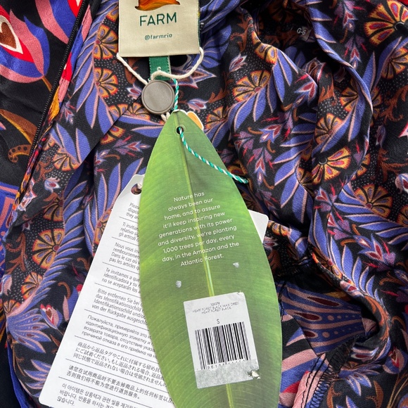 Farm RIO Heart forest Printed crepe de chine maxi dress SIZE SMALL floor length - Picture 7 of 9